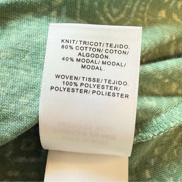 Lucky Brand Green & Blue Patterned Flutter Sleeve Blouse Medium - Picture 7 of 8